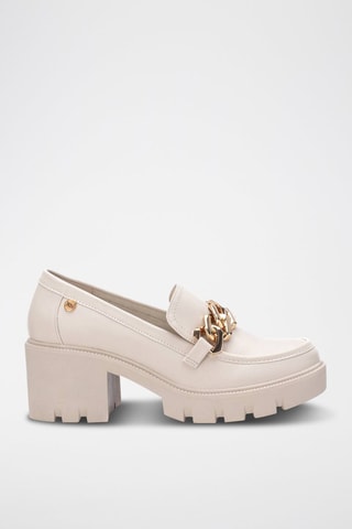 Mocassini con tacco - Ecrù