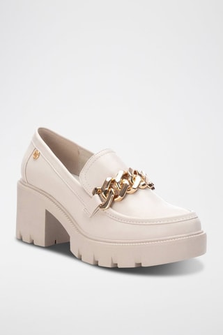 Mocassini con tacco - Ecrù