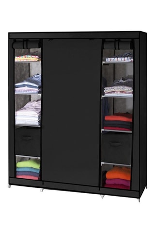 Armoire de rangement optimale noire avec accessoires - 2 cubes de rangement et 10 cintres