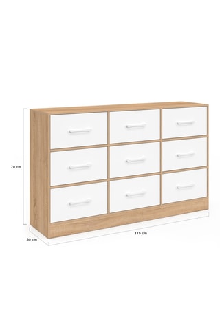 Commode 9 tiroirs - 113 x 30 x 70 cm