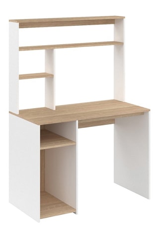 Bureau avec étagères de rangement Danny - Blanc et marron
