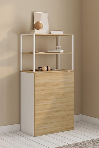 Bureau bibliothèque 2-en-1 pliable - 120 x 103 x 60 cm