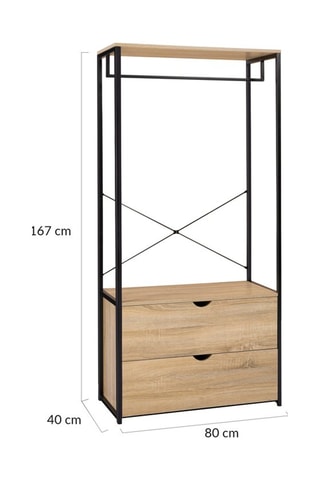 Dressing 2 tiroirs Memphis - Imitation bois et noir