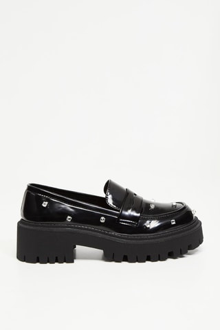 Gelakte Platform Mocassins - Zwart