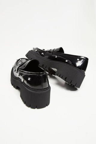 Gelakte Platform Mocassins - Zwart