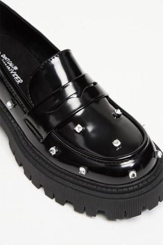 Gelakte Platform Mocassins - Zwart