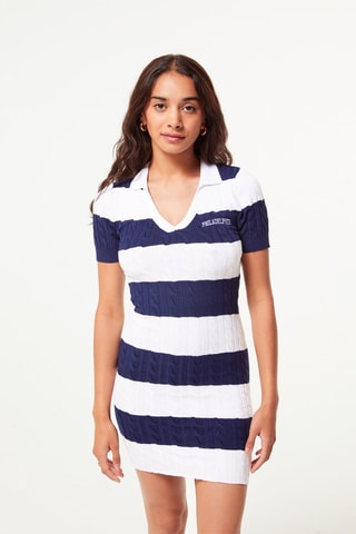 Trui-jurk Wit en Marineblauw