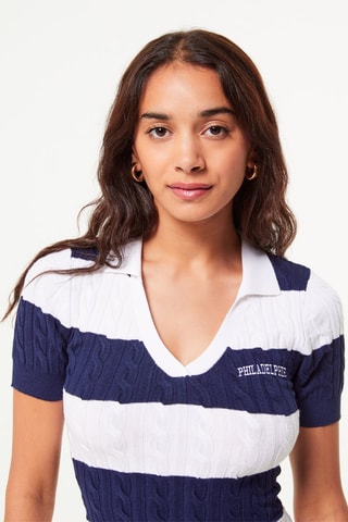 Trui-jurk Wit en Marineblauw