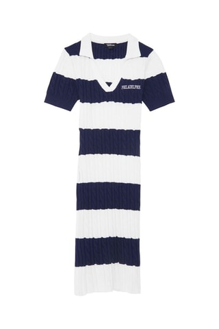 Trui-jurk Wit en Marineblauw