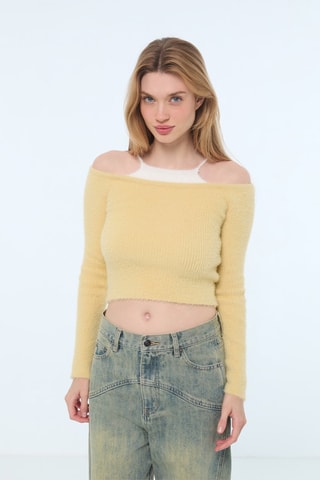 Korte Trui Trompe-l’oeil - Beige