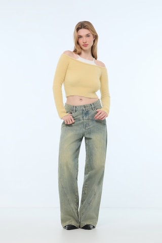 Korte Trui Trompe-l’oeil - Beige