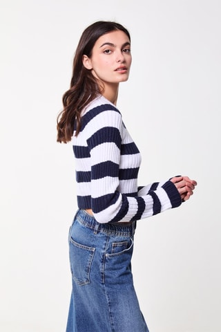 Korte Trui - Wit en Marineblauw