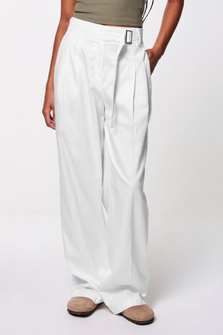 Broek Wide Legs Hoge Taille - Wit