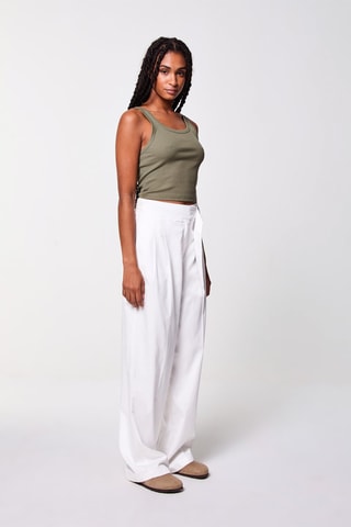 Broek Wide Legs Hoge Taille - Wit