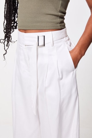 Broek Wide Legs Hoge Taille - Wit