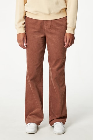 Pantalon wide legs en velours taille haute - Marron clair