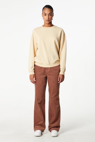 Pantalon wide legs en velours taille haute - Marron clair