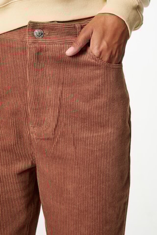 Pantalon wide legs en velours taille haute - Marron clair