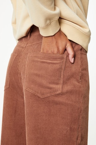 Pantalon wide legs en velours taille haute - Marron clair