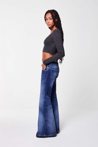 Jeans met Hoge Taille 
Blauw