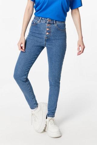 Jean skinny taille haute Bleu marine