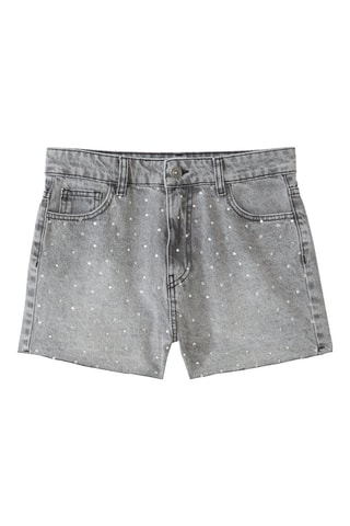 Spijkershort met Hoge Taille - Grijs