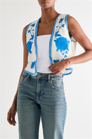 Mouwloos Vest - Wit en Blauw