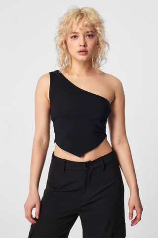 Asymmetrische Crop Top Zwart
