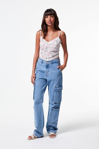 Crop top Wit en Turquoise