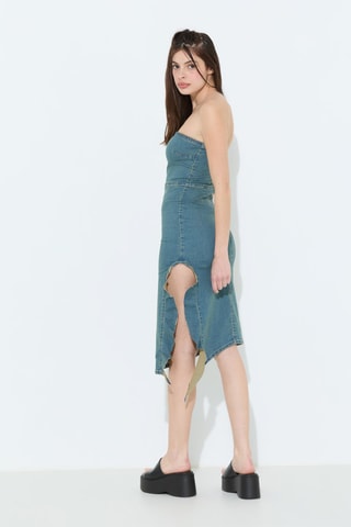 Strapless Spijkerjurk - Denimblauw