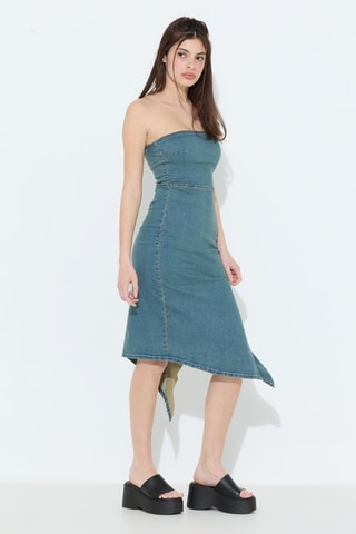 Strapless Spijkerjurk - Denimblauw