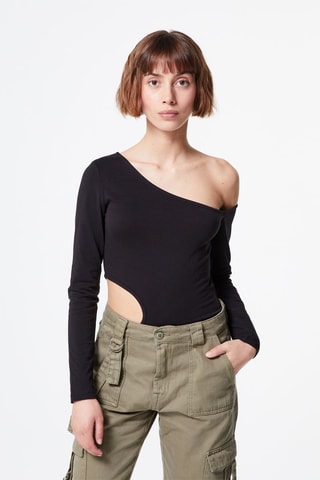 Asymmetrische Bodysuit Zwart