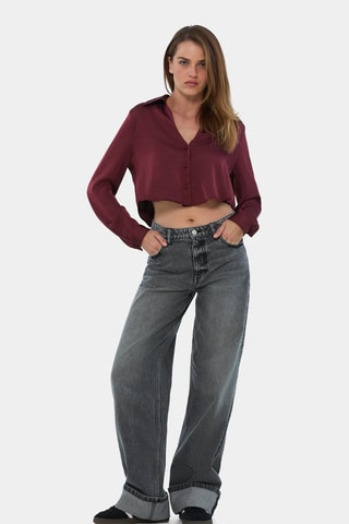 Korte Blouse - Bordeauxrood