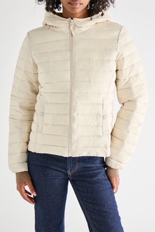 Gewatteerde Jas met Capuchon - Beige