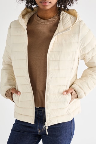 Gewatteerde Jas met Capuchon - Beige