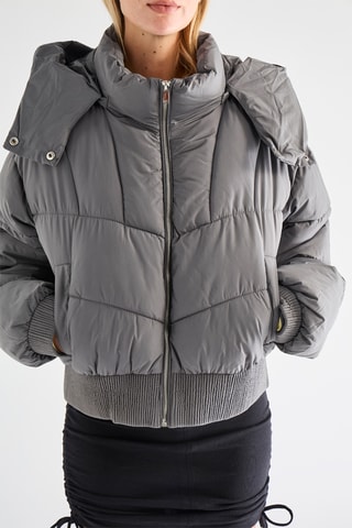 Gewatteerde Jas met Capuchon - Grijs
