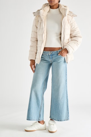 Gewatteerde Jas met Capuchon - Beige