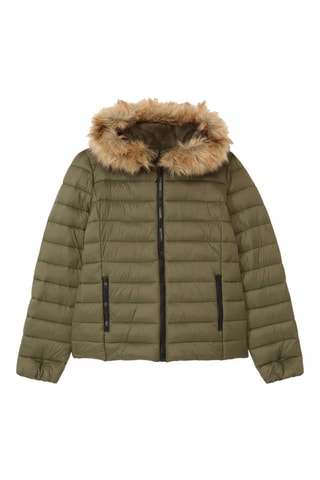 Gewatteerde jas met capuchon - Groen