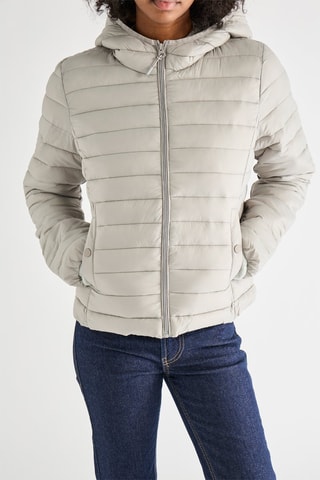 Gewatteerde Jas met Capuchon - Lichtgrijs