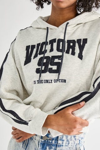 Sweater met Capuchon - Gemêleerd Lichtgrijs