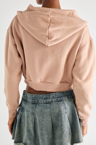 Korte Sweater met Capuchon - Roze