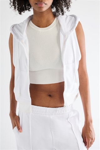 Mouwloze sweater met capuchon - Wit