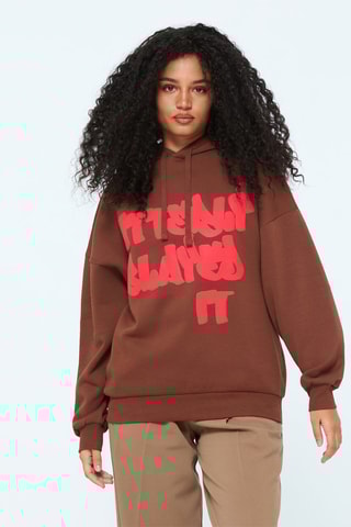 Sweater met capuchon - Bruin