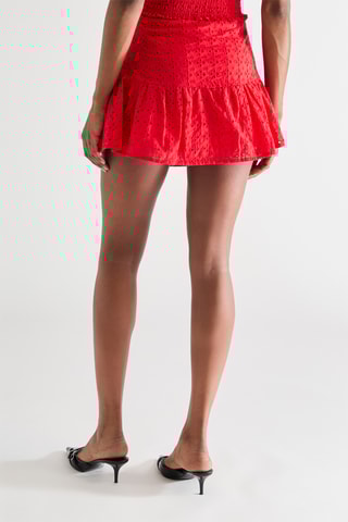 Skaterrok met Engelse Borduursels - Rood