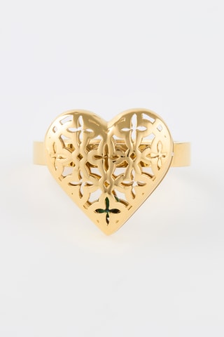 Anillo - Chapado en oro amarillo y malaquitas