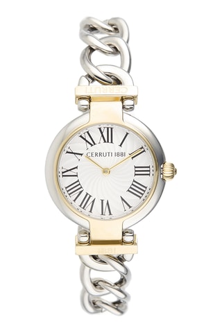 Reloj de cuarzo de acero Elettra - Plateado y dorado