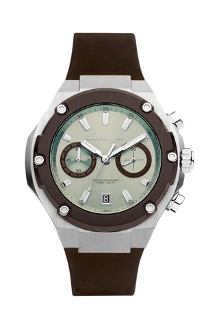 Reloj de cuarzo de silicona Lucardo - Cronógrafo - Marrón oscuro y plateado