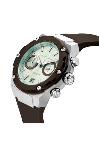 Reloj de cuarzo de silicona Lucardo - Cronógrafo - Marrón oscuro y plateado