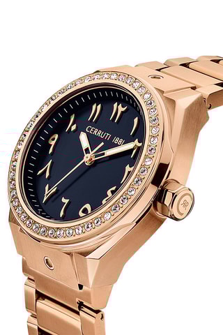 Reloj de cuarzo de acero Ruscello - Rosa dorado y azul marino