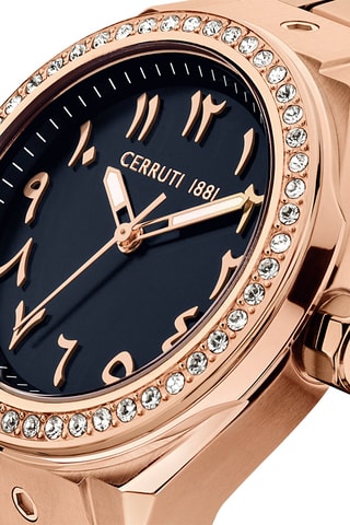 Reloj de cuarzo de acero Ruscello - Rosa dorado y azul marino